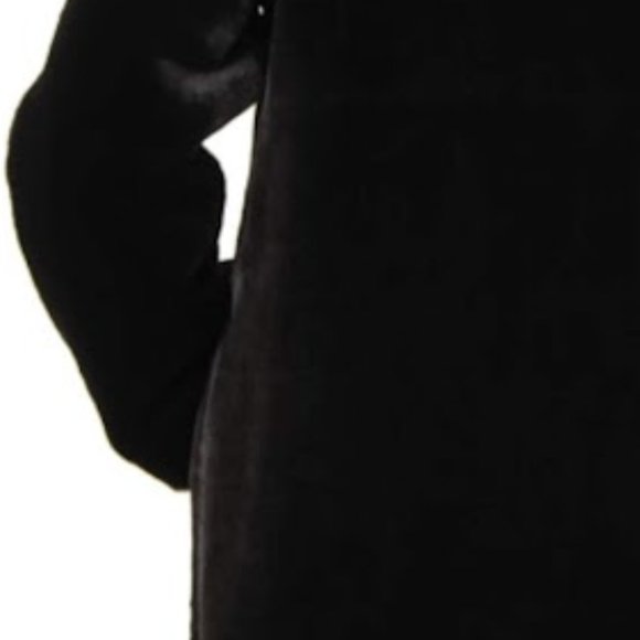 Nuage Full Length Black Faux Fur Sheared Beaver Hooded Coat : Size 1X / 18 - Picture 8 of 14